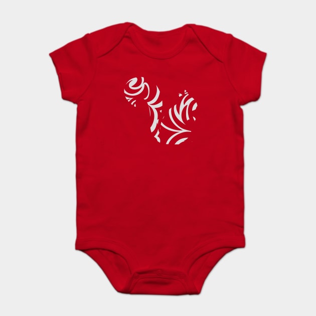 Tribal Wave Squirrel Silhouette Design Baby Bodysuit by TuncGK